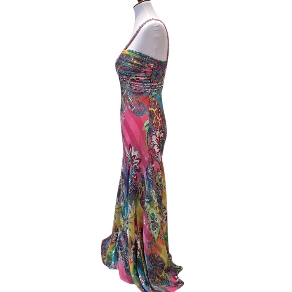 Vintage Dress Small Y2K Formal Prom Gown Beaded Tropical Dress long Cruise Maxi - Picture 4 of 17